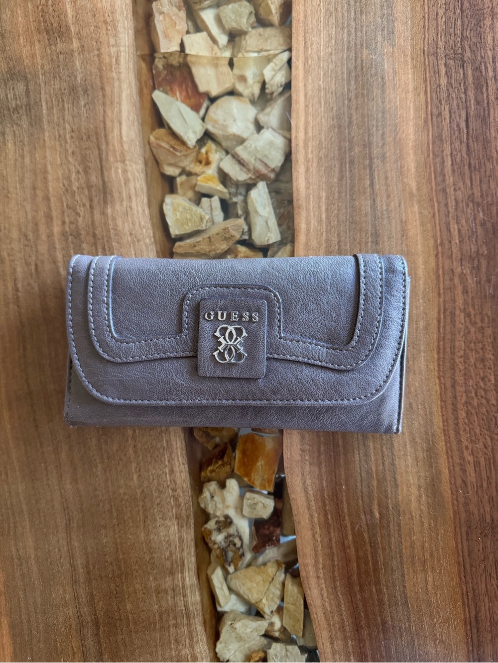 GUESS Taupe Trifold Leather Wallet
